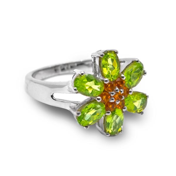 Silver Ring peridot citrine Acaciane